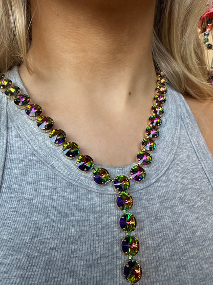 Wetstone: Peacock Lariat necklace