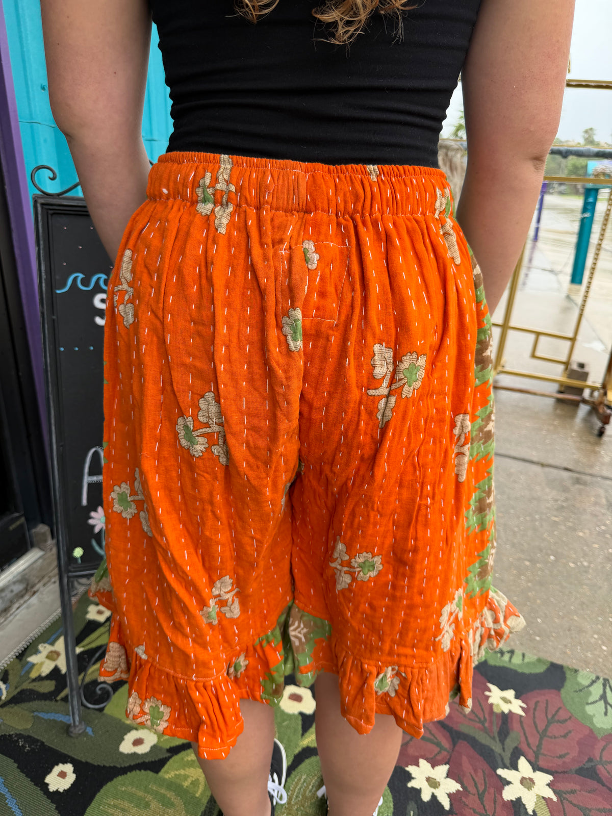 Sahara patchwork slit shorts
