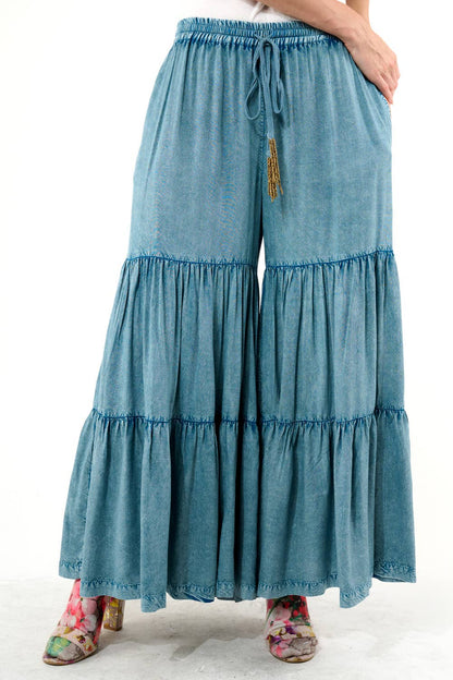 Dream Denim Wash Tiered  Pants