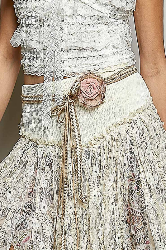 Multi-Strap Sculpted Rose Crochet Belt Choker