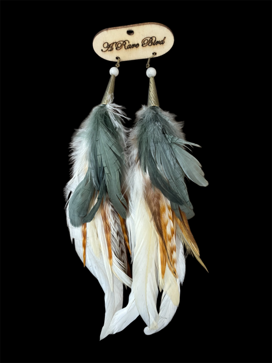 Long Sage Feather Earrings