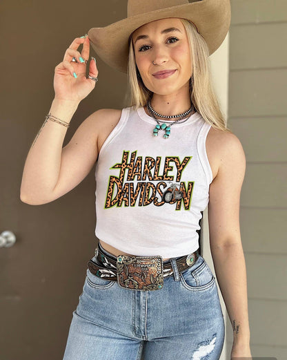 Leopard Harley Cropped Tank