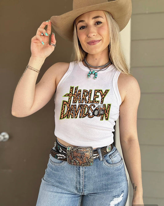 Leopard Harley Cropped Tank