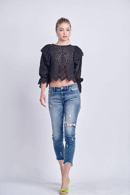 MID RISE STRETCH SKINNY STRAIGHT WITH FRAYED HEM JEANS