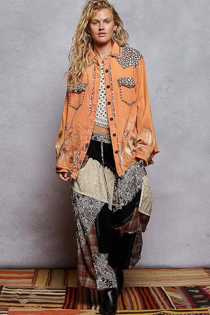 Studded & Splattered tangerine Shacked
