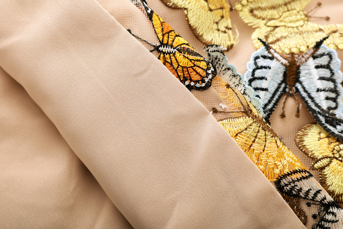 Butterfly Appliqué Strapless Embellished Mini Dress