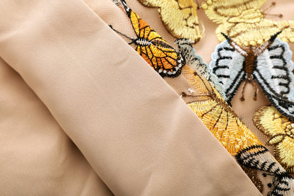 Butterfly Appliqué Strapless Embellished Mini Dress