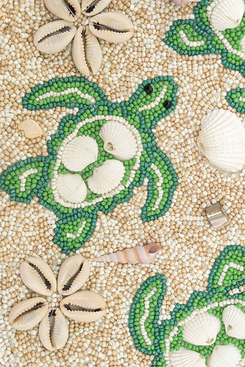 Sea Turtle Shell Beaded Shoulder Bag