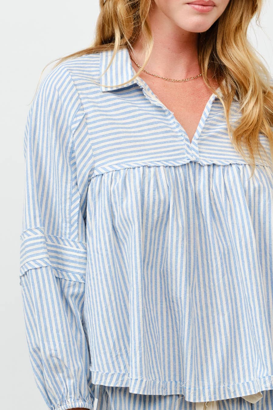 Striped Bubble Blouse Top