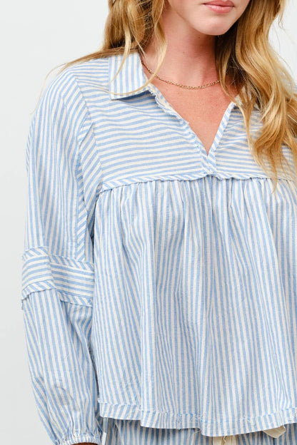 Striped Bubble Blouse Top