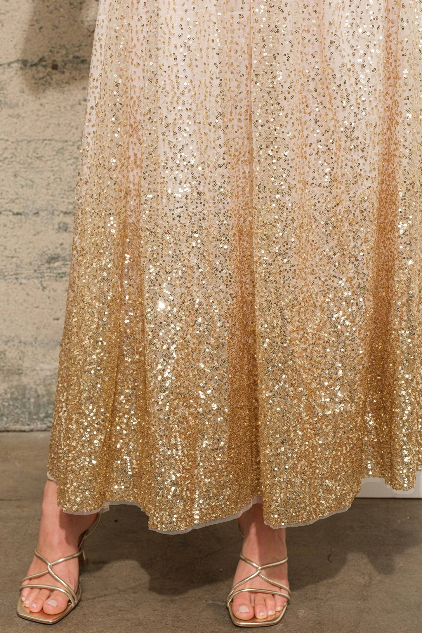 Gradient Sequin Embellished Maxi Tulle Skirt