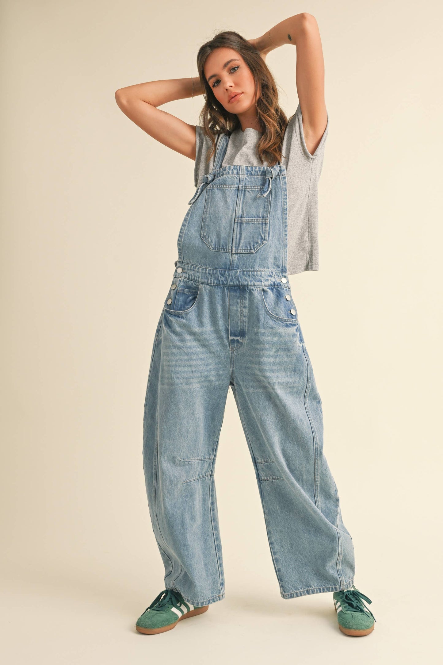 BARREL DENIM OVERALLS