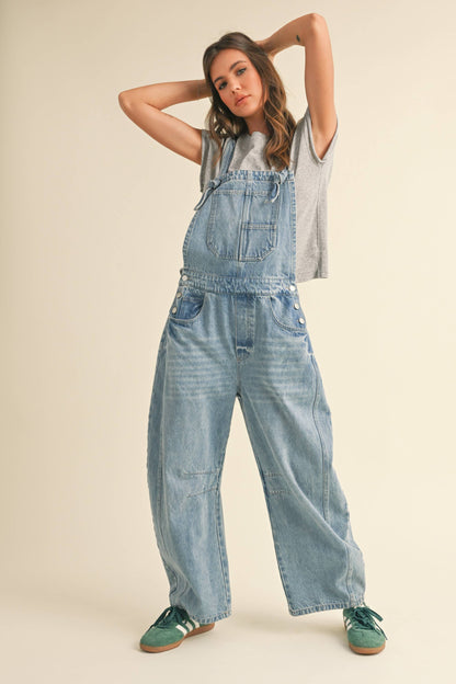 BARREL DENIM OVERALLS