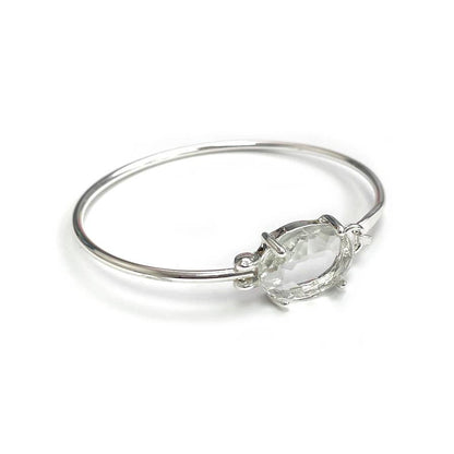 High Quality Glass Crystal Oval Stone Cuff Metal Bangle