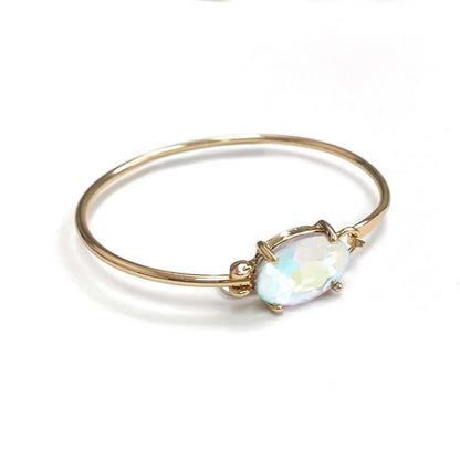 High Quality Glass Crystal Oval Stone Cuff Metal Bangle