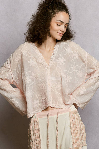 Boho Embroidered Linen Hooded Jacket