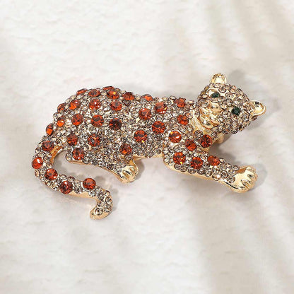 Crystal Rhinestone Leopard Pin Brooch
