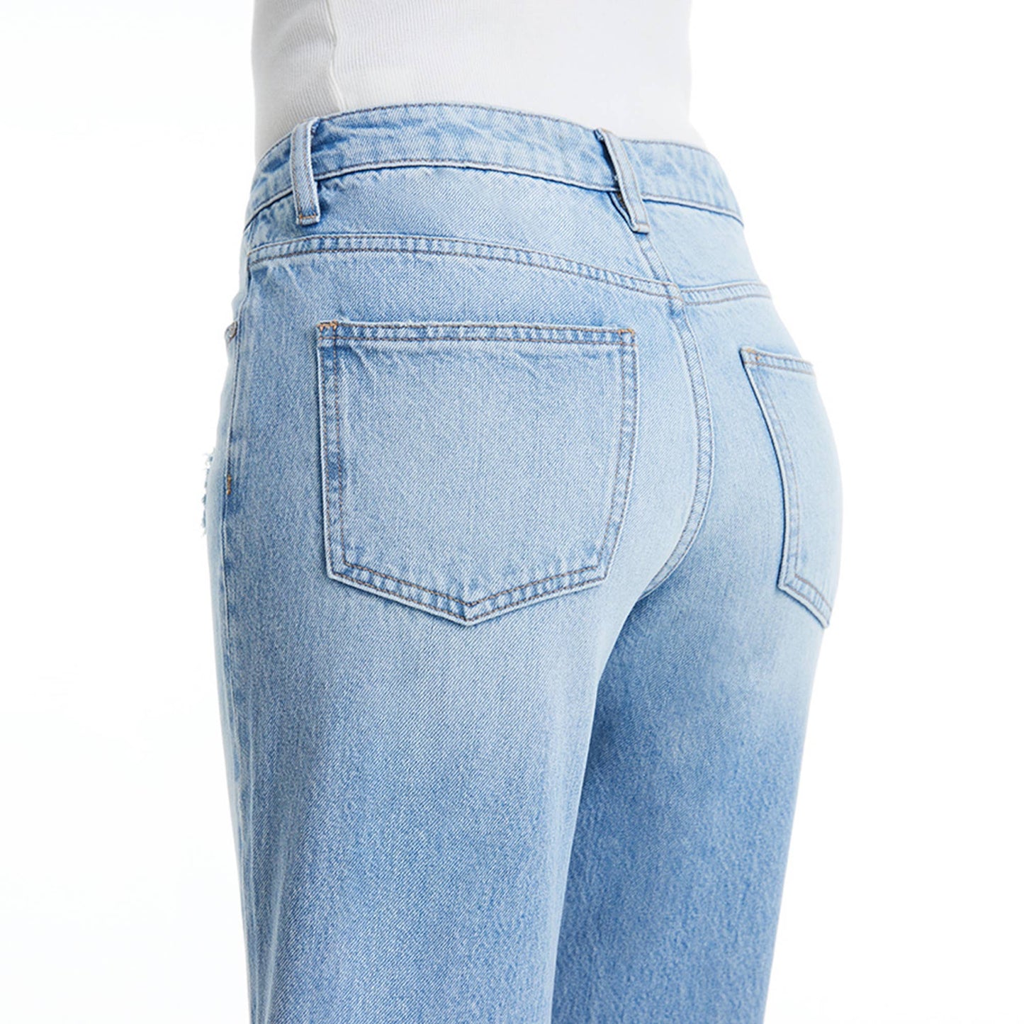 HIGH RISE BOOTCUT JEANS WITH RAW HEM