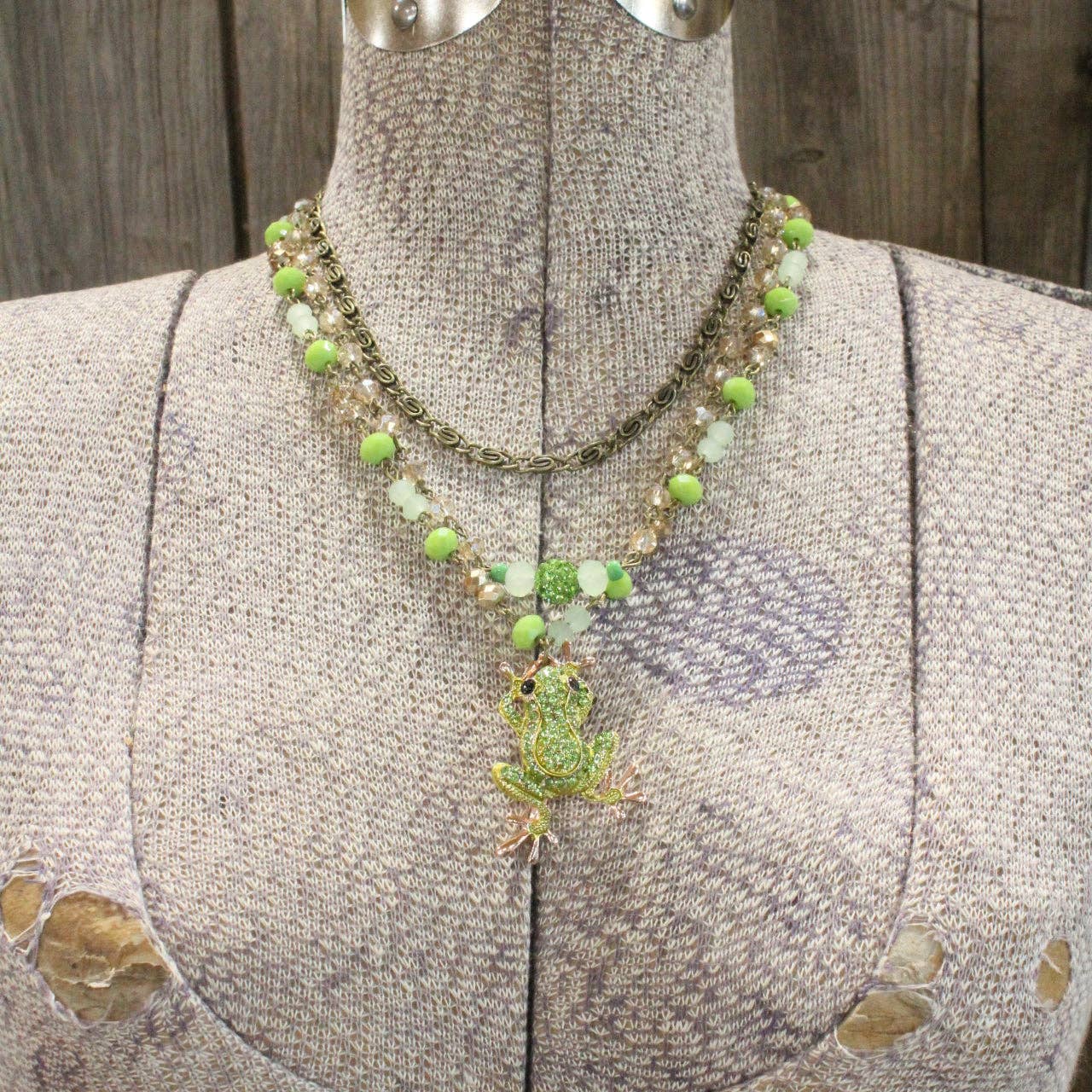 A Lily Pad Frog Layered Necklace
