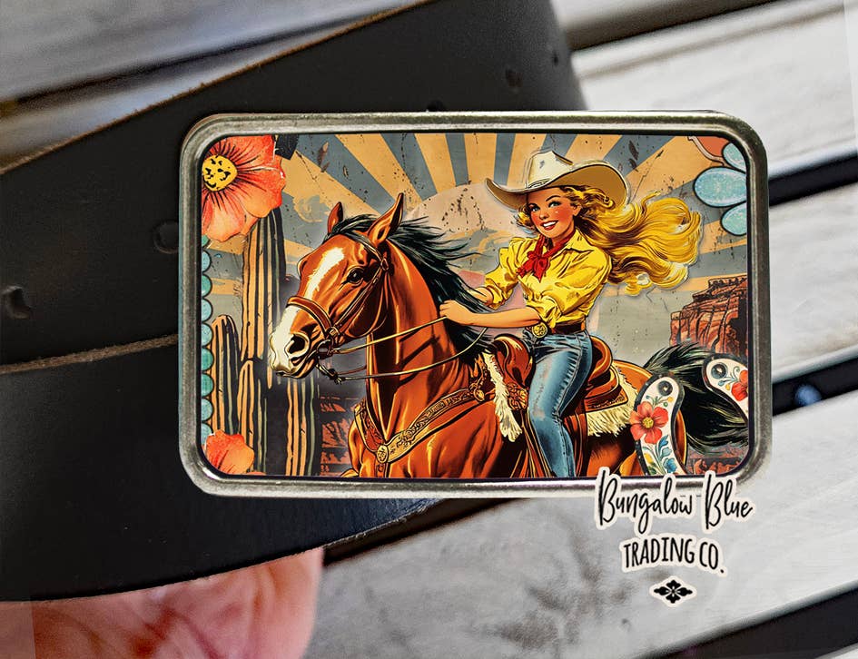 Boho Sunrise Cowgirl Western Belt Buckle