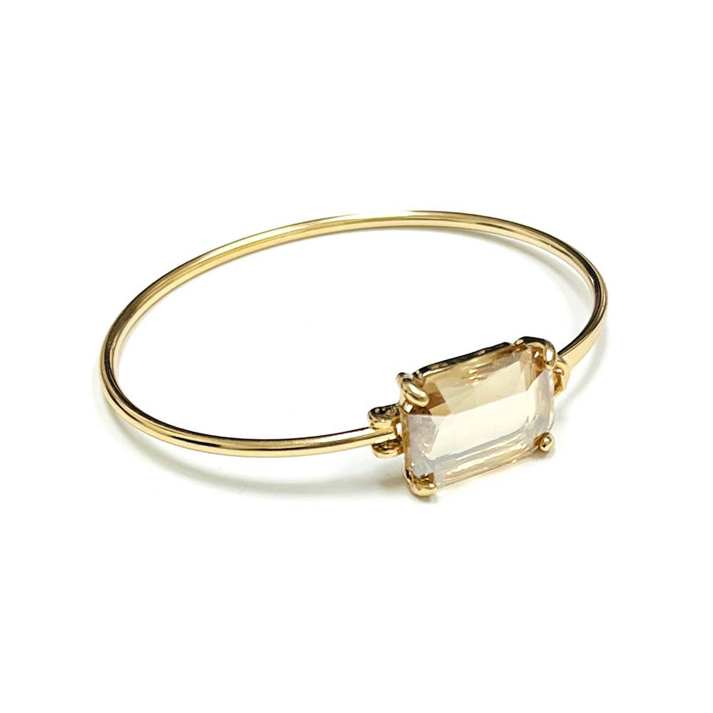 High Quality Glass Crystal Rectangle Stone Cuff Metal Bangle
