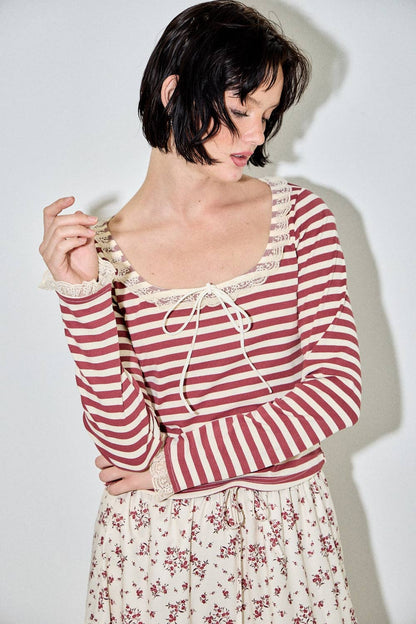 STRIPE SQUARED LONG SLEEVE TOP