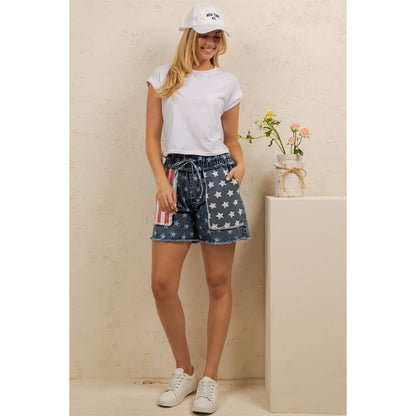 FREEDOM PATCH DENIM SHORTS