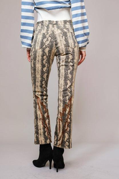 Snakeskin Studded Denim Jeans