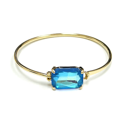 High Quality Glass Crystal Rectangle Stone Cuff Metal Bangle
