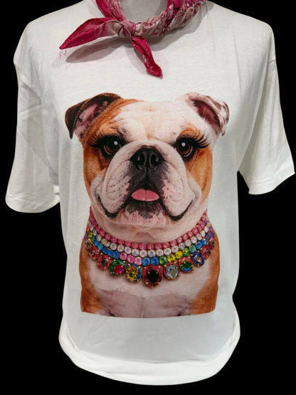 Jeweled Collar Bulldog White  Crew