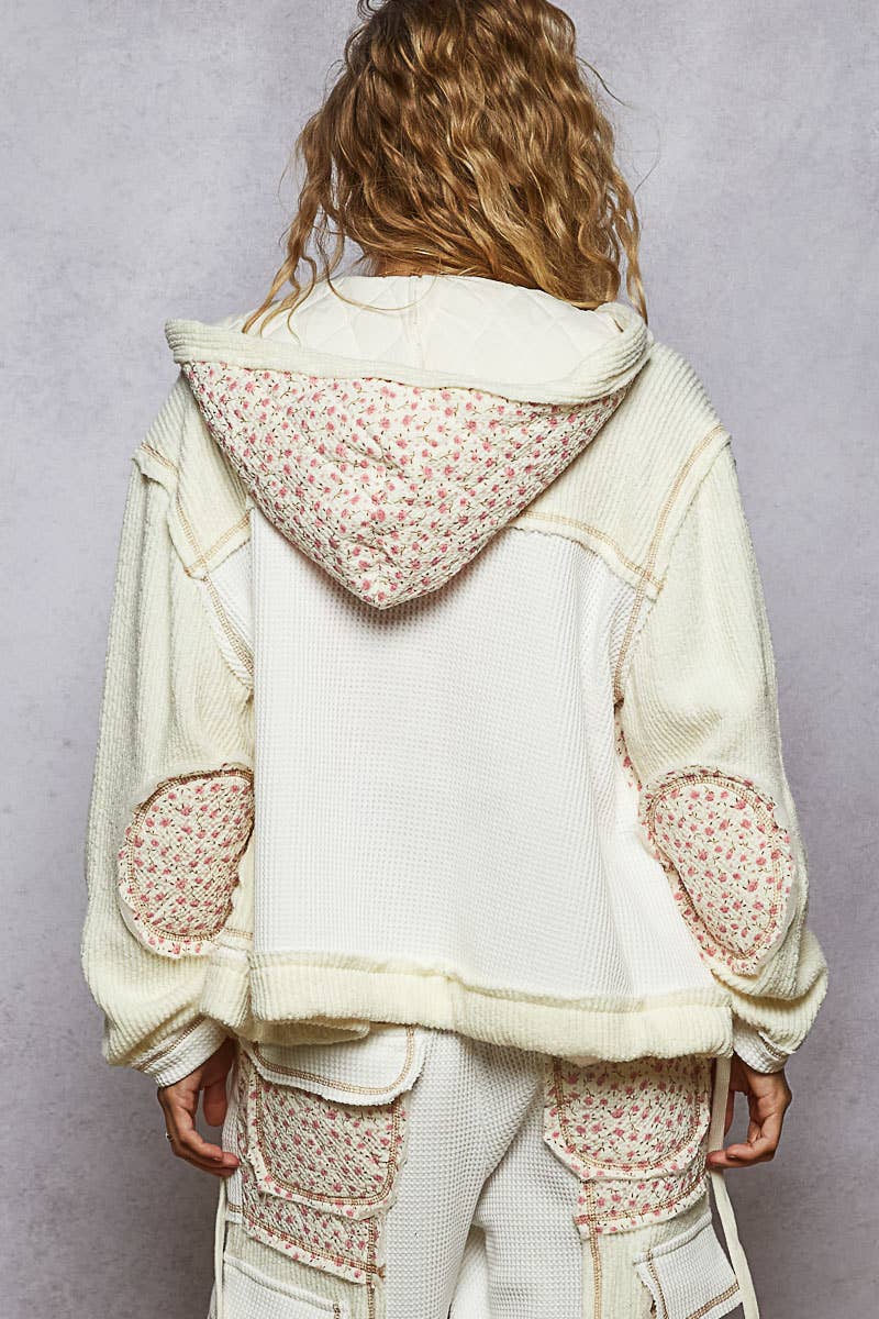 Floral Knit Hoodie Jacket