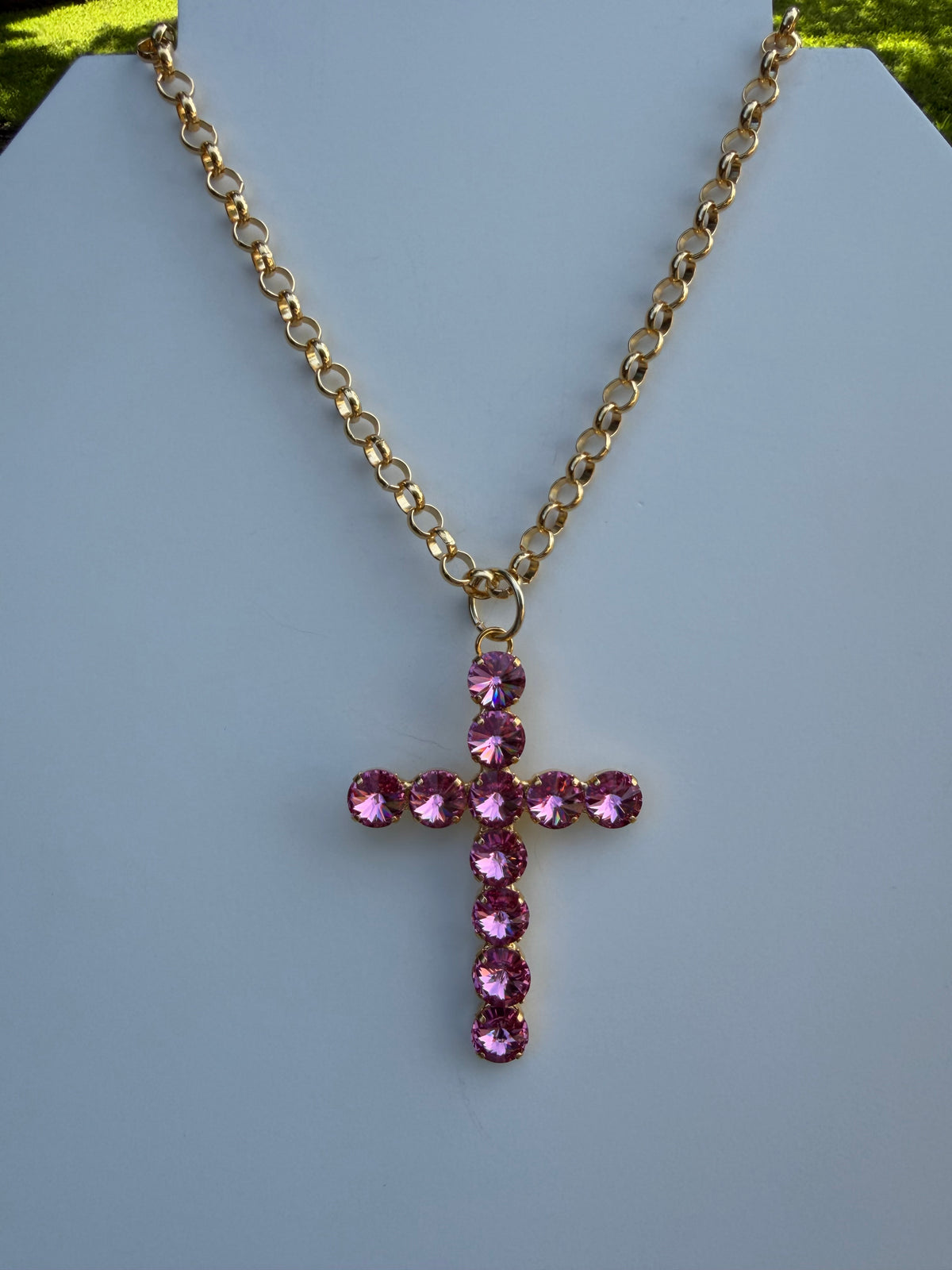 WETSTONE: Rose Pink 3” Cross Necklace