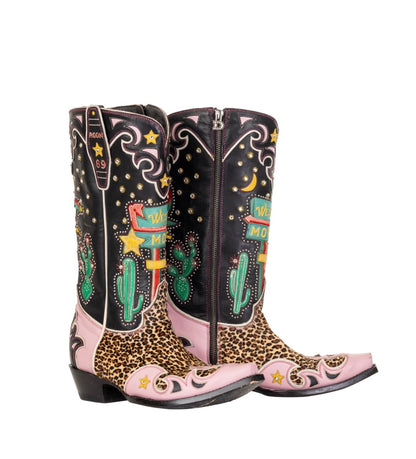 Double D Ranch x Old Gringo Best Western Animal Print Black & Pink Boots