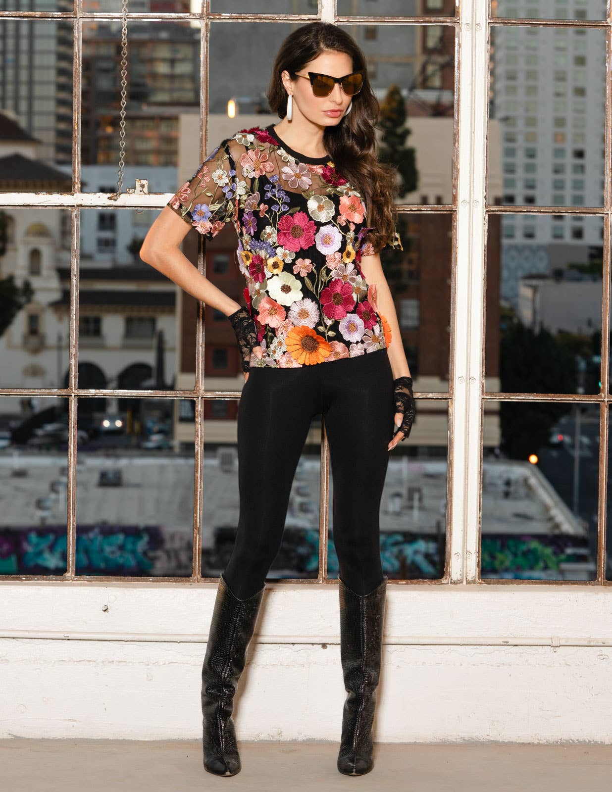 Floral Embroidered Lace Top