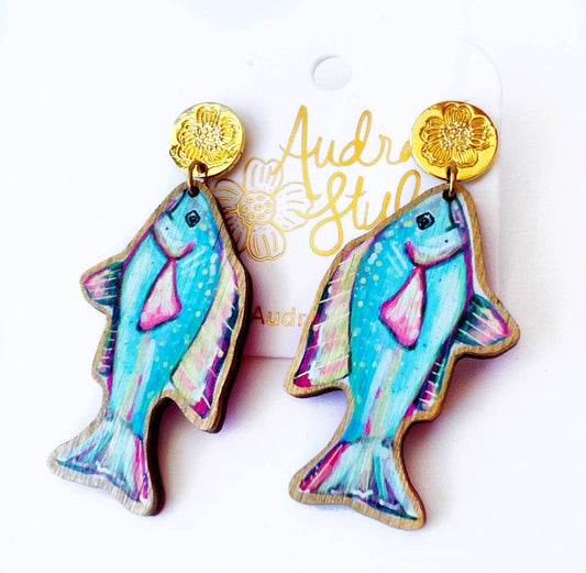 Blue Fish Dangle Earring - Coastal Nautical