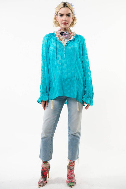 Aqua Teal Maven Blouse