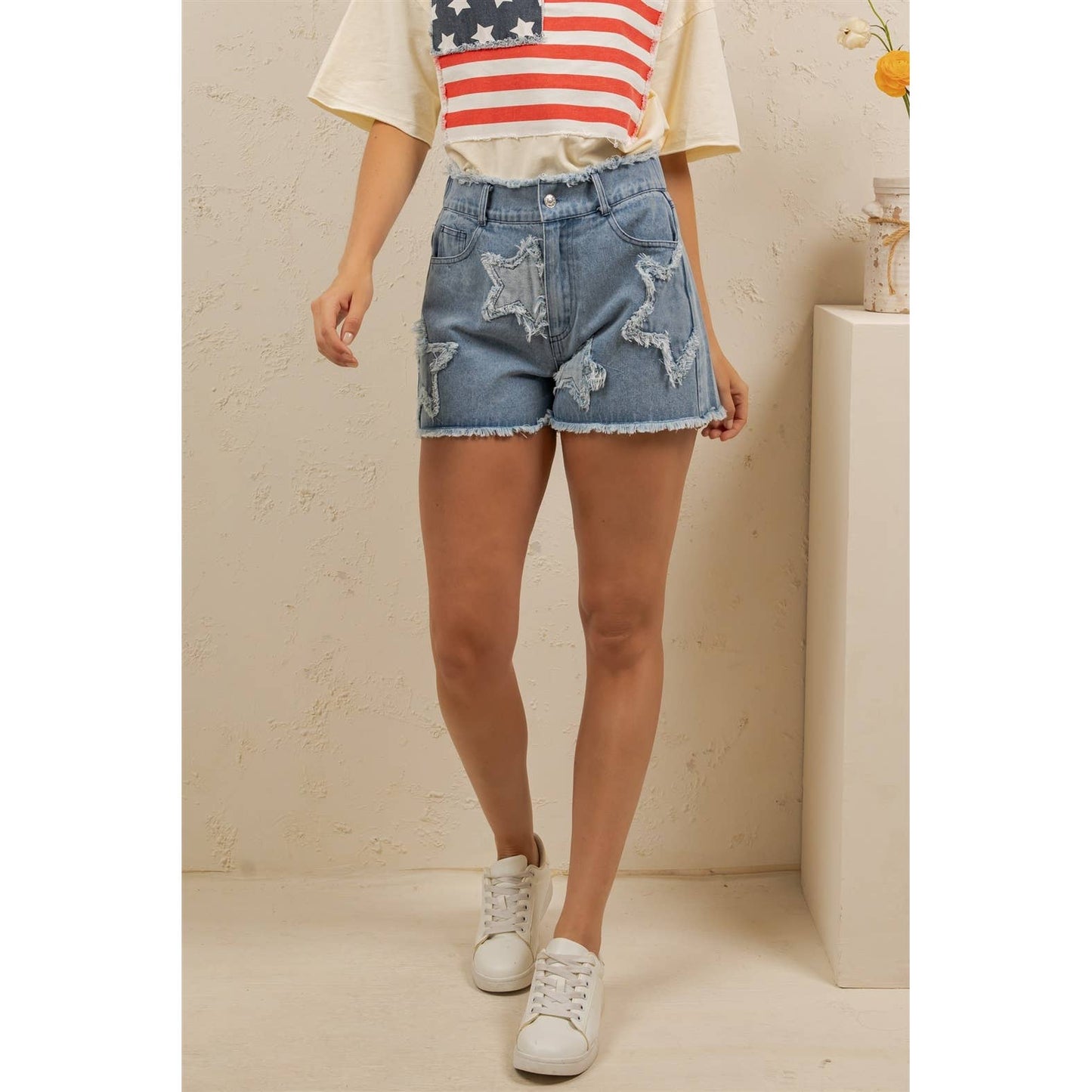 STARSTRUCK DISTRESSED DENIM SHORTS