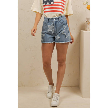 STARSTRUCK DISTRESSED DENIM SHORTS