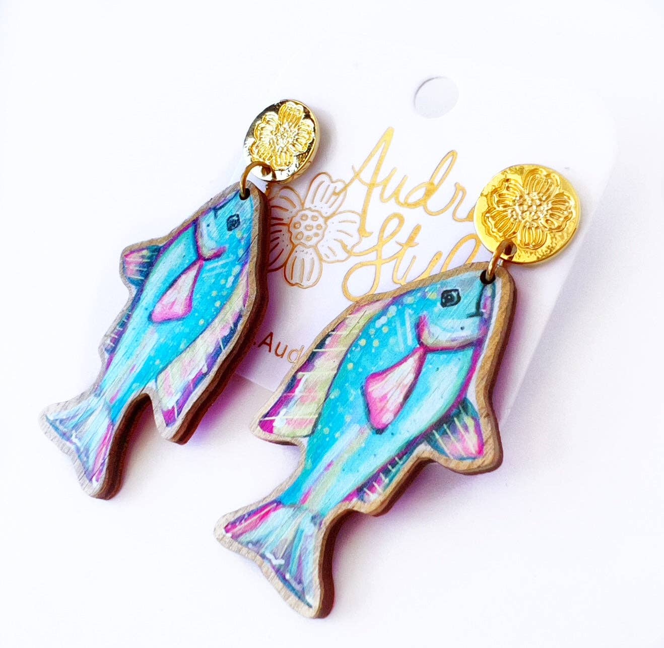 Blue Fish Dangle Earring - Coastal Nautical