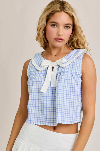 COLLAR BLOUSE RIBBON BOW TIE ON THE FRONT