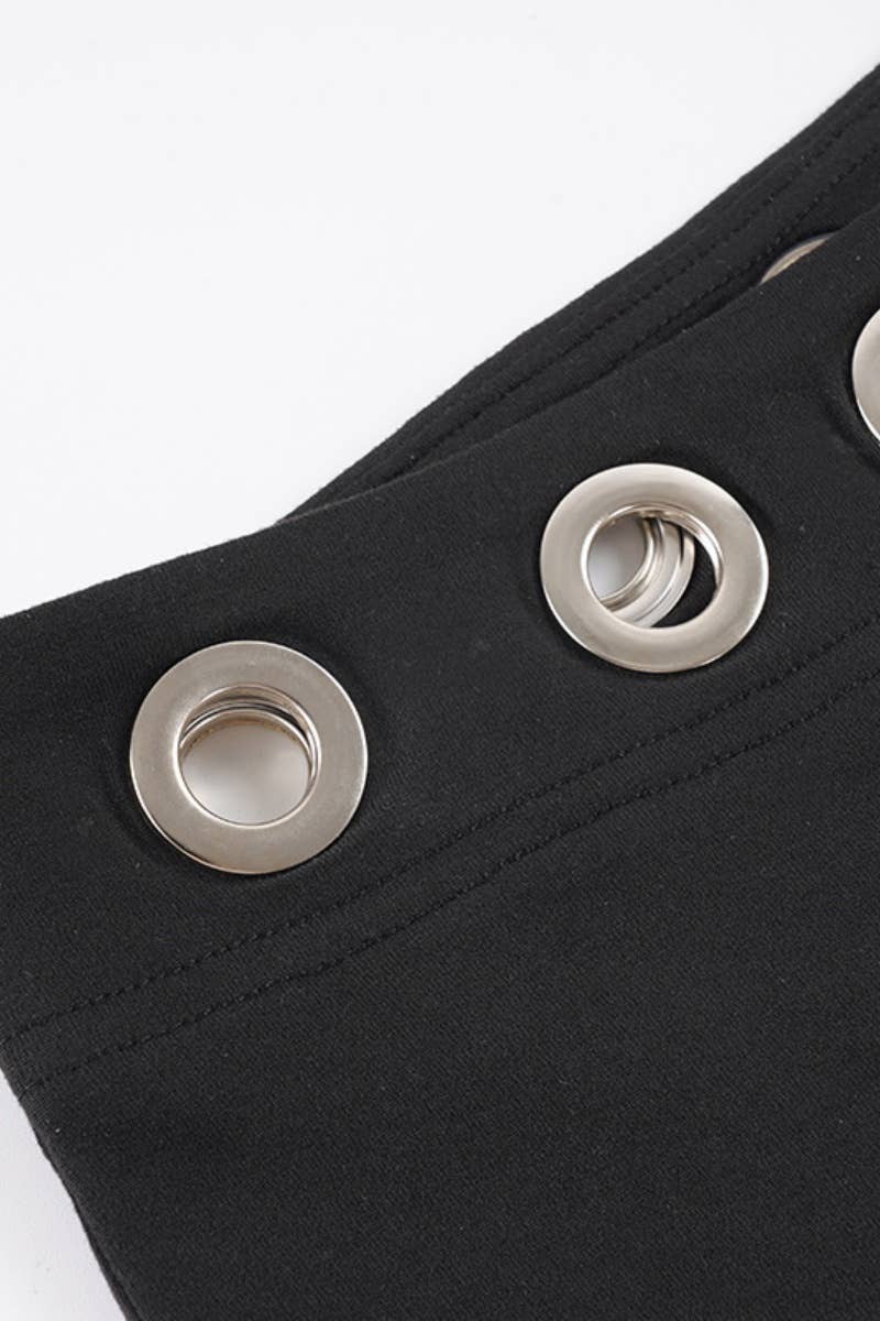 Eyelet Waist Wide Leg Capri Pants