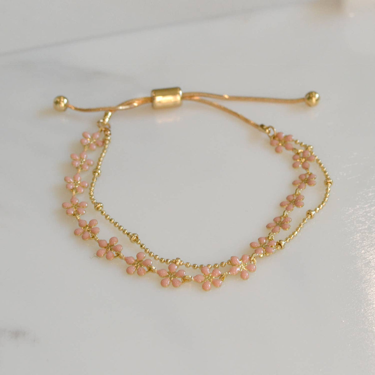 Color Epoxy Enamel Flower Adjustable Chain Bracelets