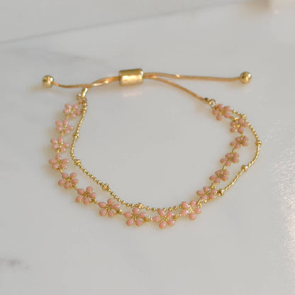 Color Epoxy Enamel Flower Adjustable Chain Bracelets
