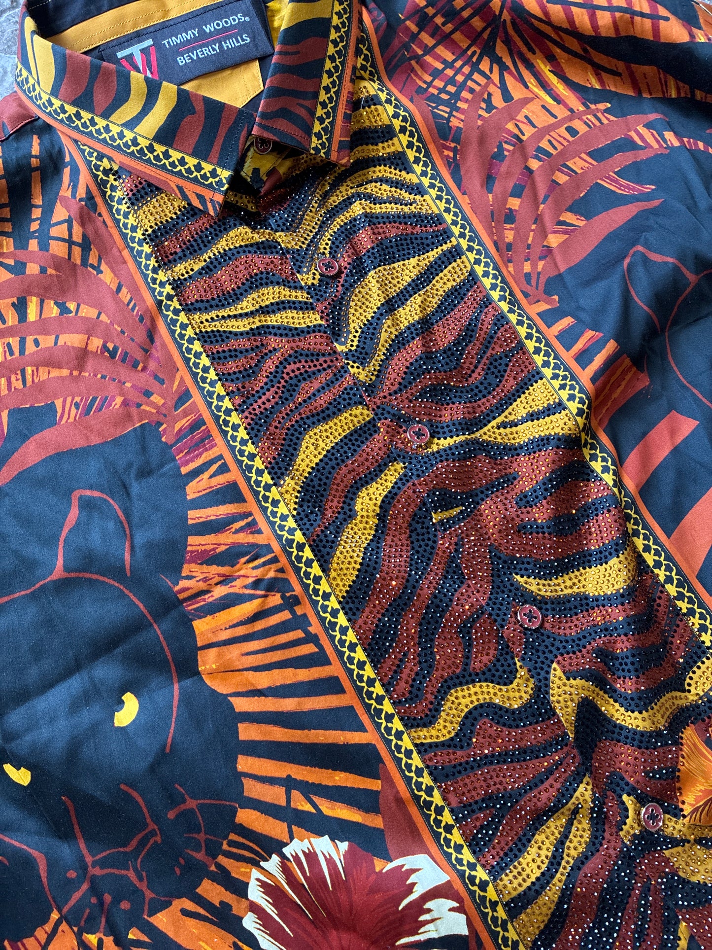Panther And Tiger Bling Button Down