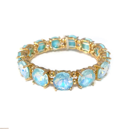 12MM Round Cut Glass Crystal Linked Stretch Bracelet