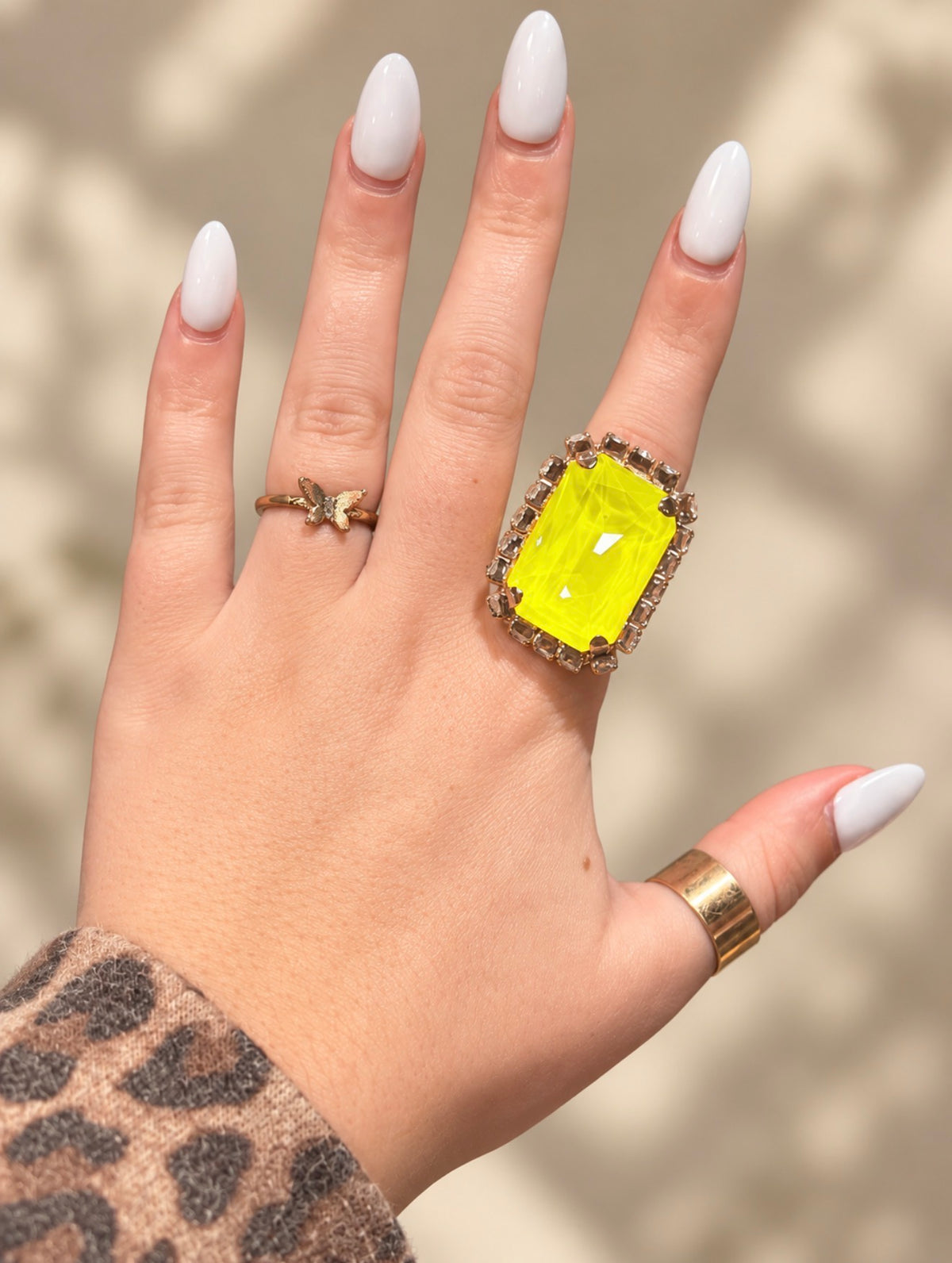 WETSTONE: Femme Fatale electric yellow Swarovski ring with Swarovski clear trim