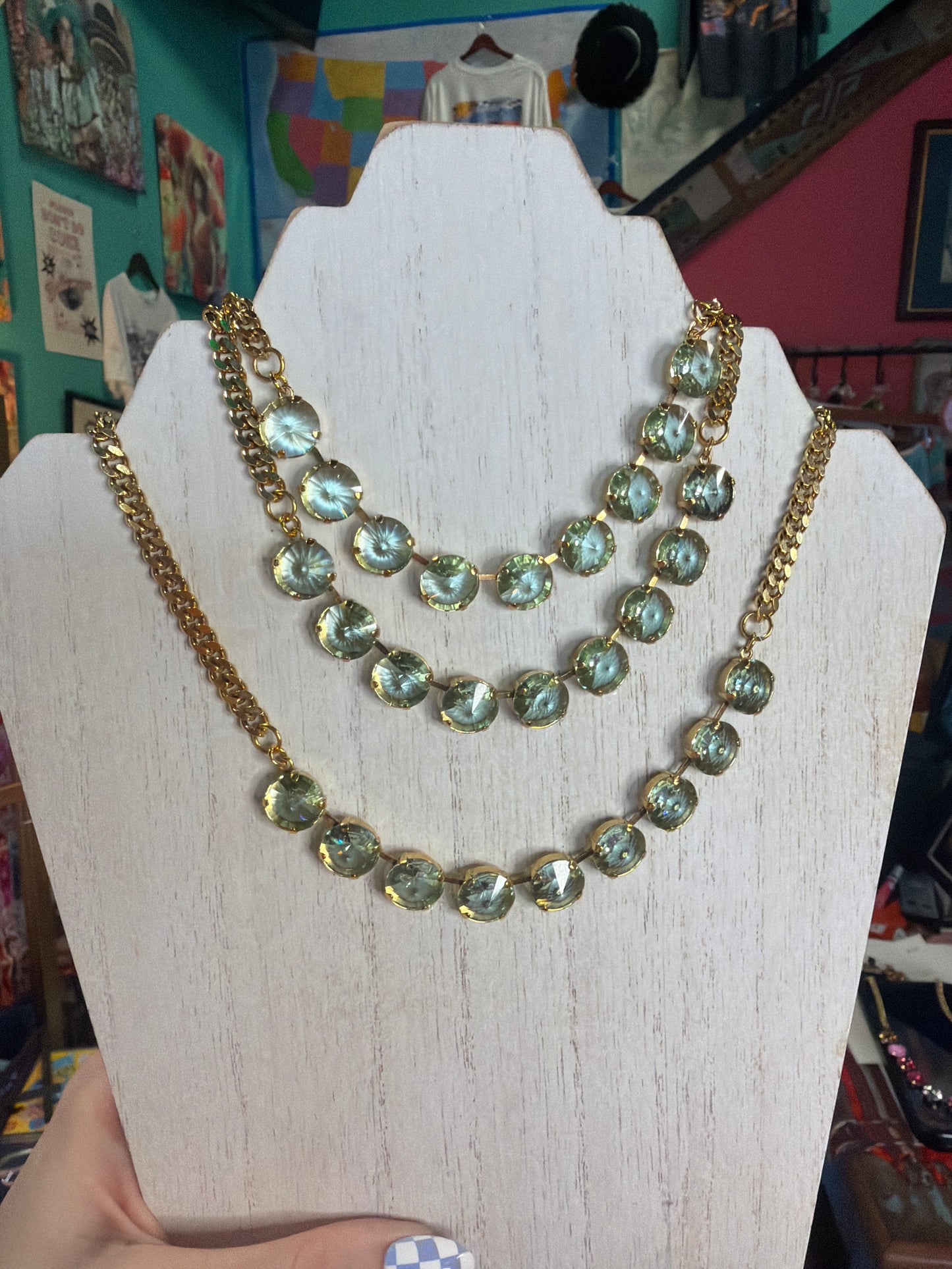 Mini Sofia Necklace in Unfoiled Peridot