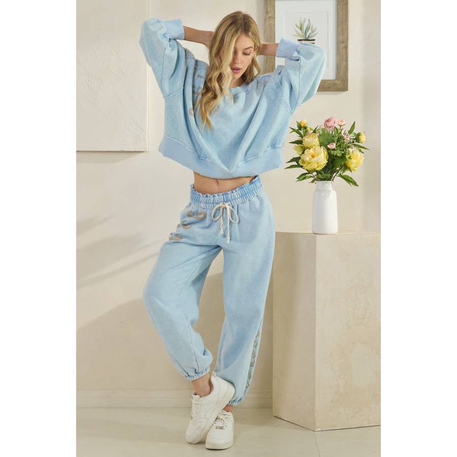 WASHED NUMBER PRINTED JOGGER SWEATPANTS