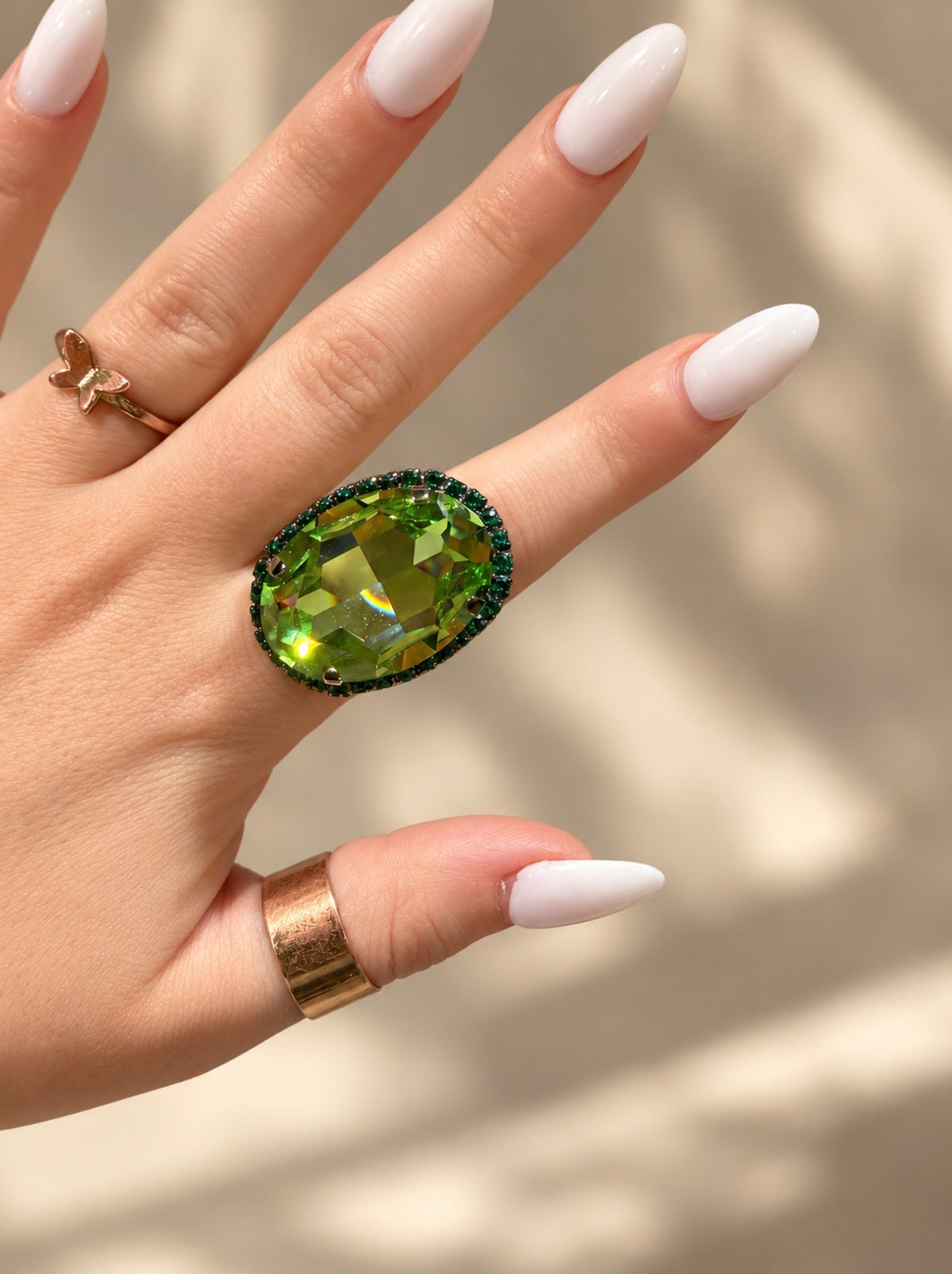 WETSTONE: green with dark green trim Liz Taylor Ring