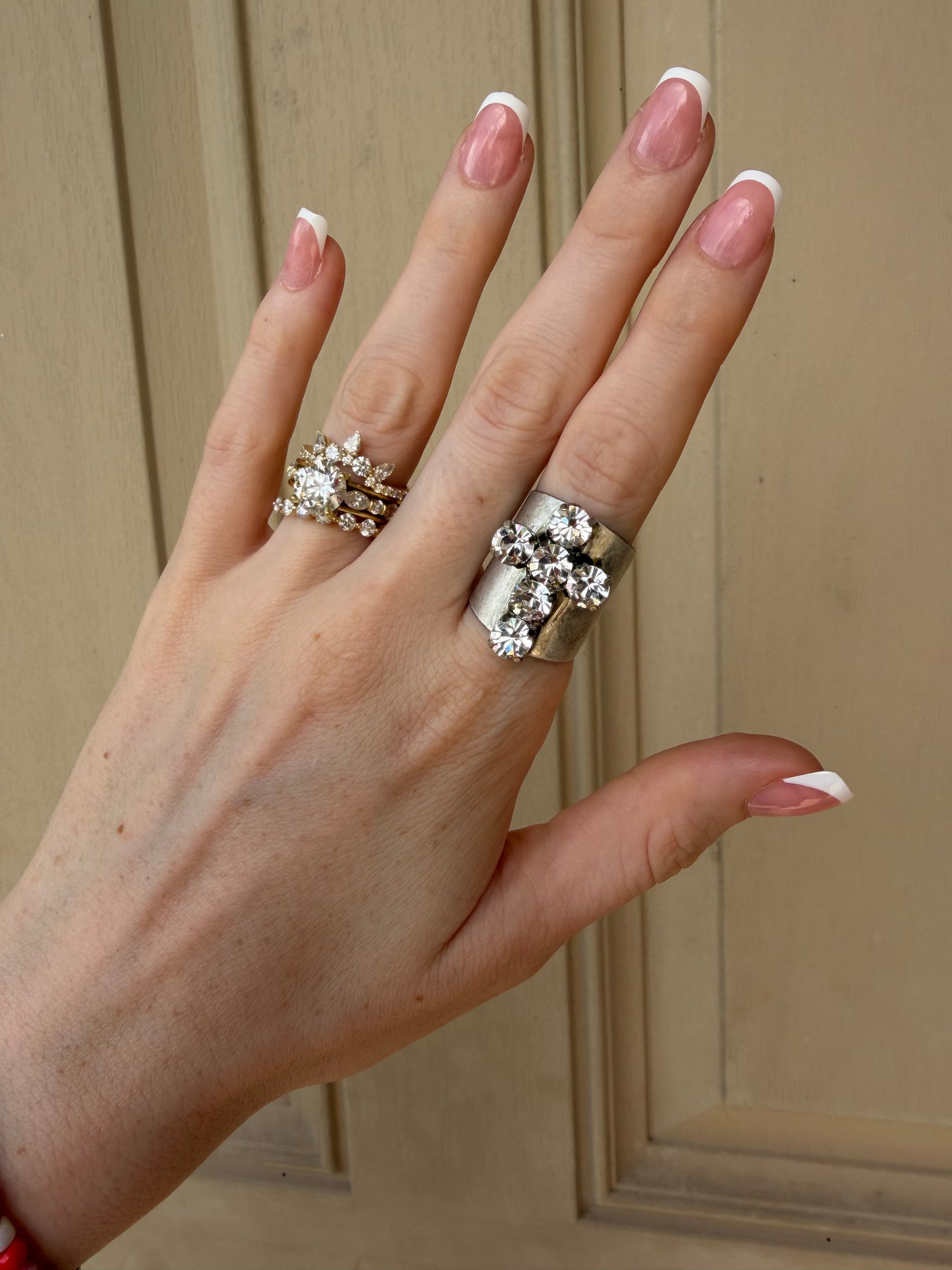 Silver and Clear Cross Ring